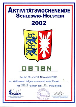 Aktivitätswochenende Schleswig-Holstein 2002